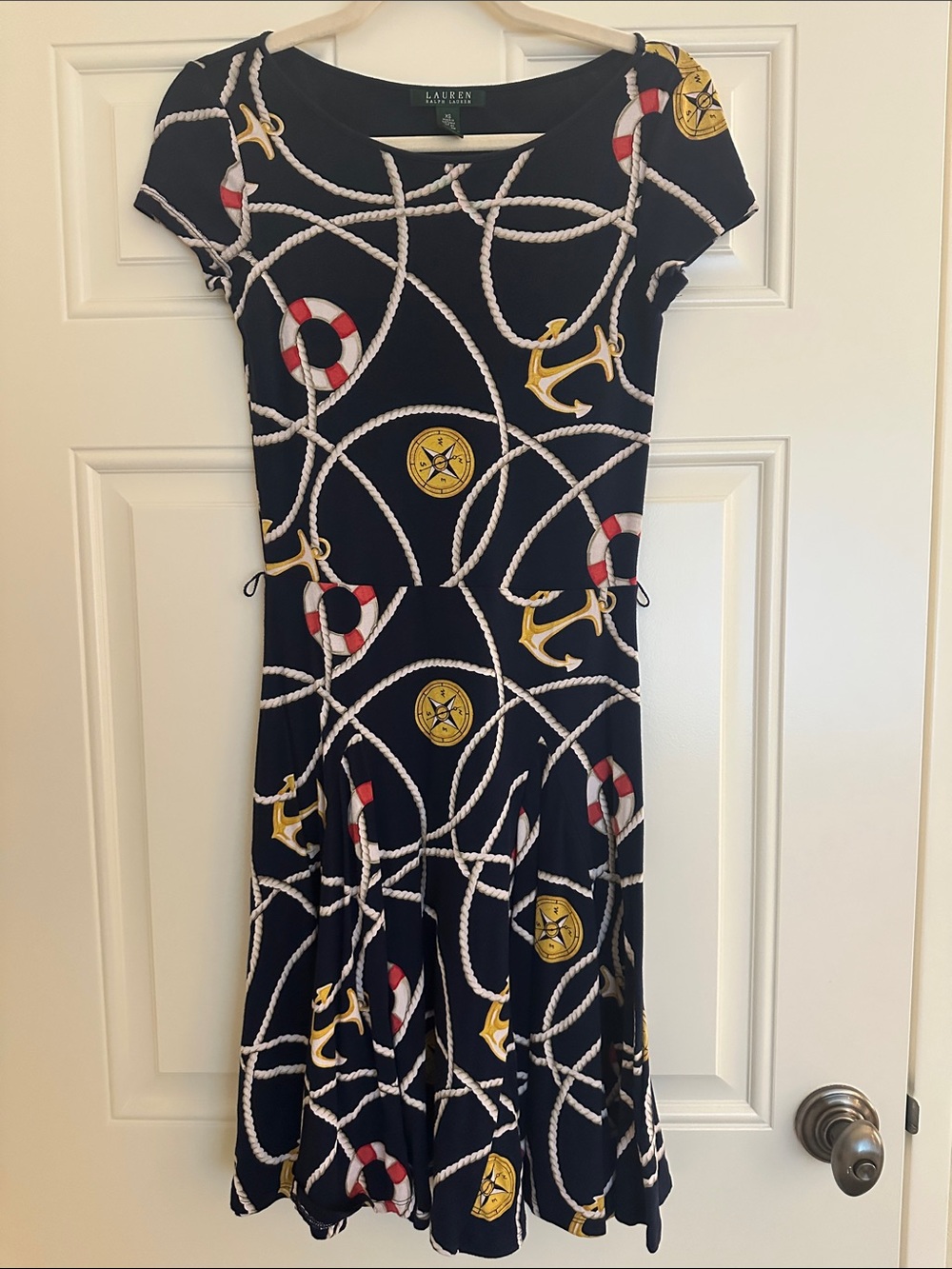 Lauren Ralph Lauren Navy Dress with Nautical Rope and Anchor Print